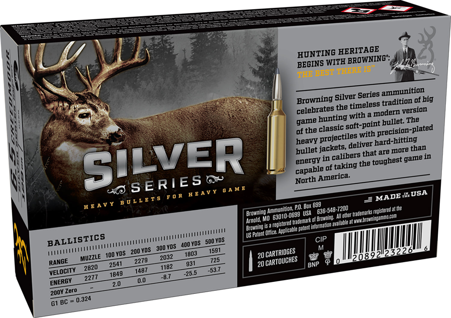 Browning B192600651 Silver Plated Soft Point 129 Grain 6.5mm Creedmoor 2277 ft lbs