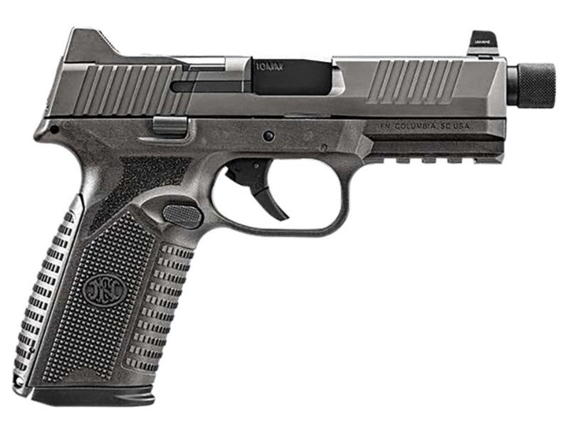 FN 66-101952 510 Tactical 10mm 22+1 4.71" Black Steel Threaded Barrel, Gray PVD Optic Cut/Serrated Stainless Steel Slide & Polymer Frame w/Picatinny Rail, Interchangeable Backstrap Grip