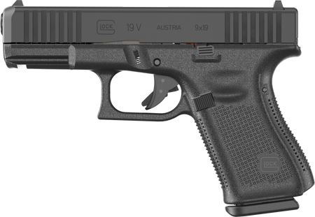 Glock PV1950203 G19 V Compact 9mm Luger 15+1 4.02" Black Barrel & Steel Serrated Slide, Black Polymer Frame w/Accessory Rail, Interchangeable Backstrap