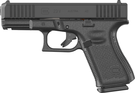 Glock PV2350201 G23 V 40 S&W 10+1 4.02" Black GMB Barrel, Black nDLC Steel Serrated Slide, Black Polymer Frame w/Accessory Rail, Interchangeable Backstrap Grip, Ambidextrous