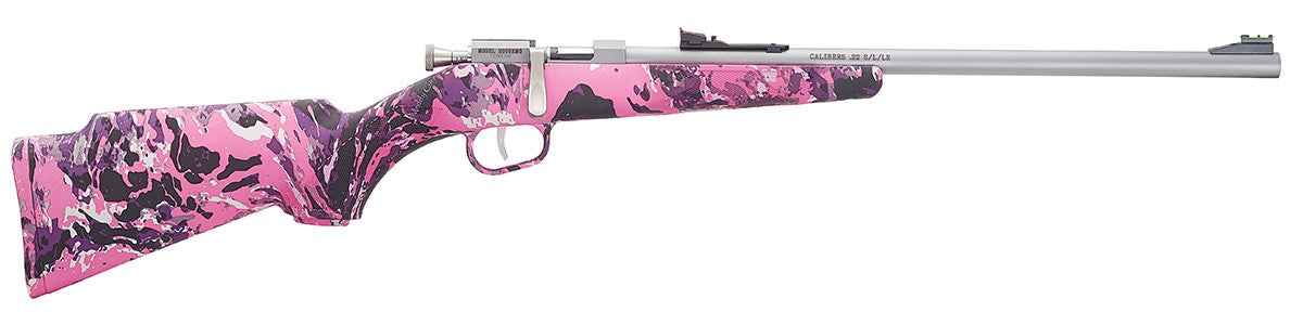 Henry H005RMG Mini Bolt Youth 22 S/L/LR 1rd 16.25" Matte Stainless Steel Barrel, Matte Drilled & Tapped Stainless Steel Receiver, Muddy Girl Fixed w/Pistol Grip Synthetic Stock, Right Hand
