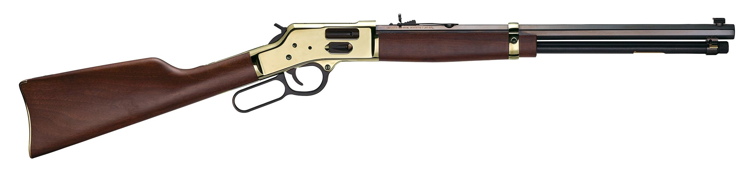 Henry H006G Side Gate 44 Mag/44 Special 10+1 20" Blued Octagon Barrel, Polished Brass Rec, American Walnut Stock, Adj. Sight