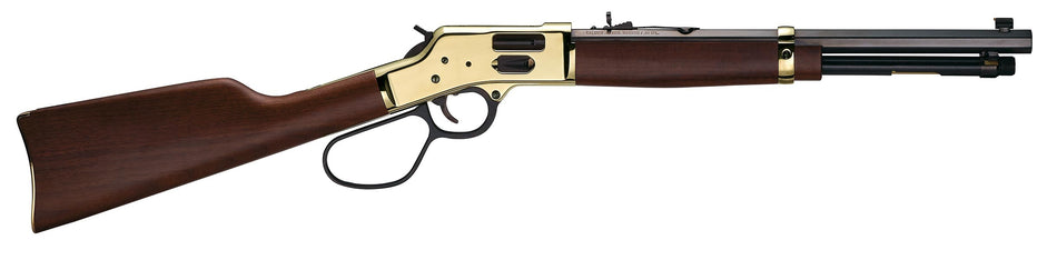 Henry H006GR Side Gate Carbine 44 Mag/44 Special 7+1 16.50" Blued Octagon Barrel, Polished Brass Rec, American Walnut Stock, Adj. Sight, Large Loop Lever