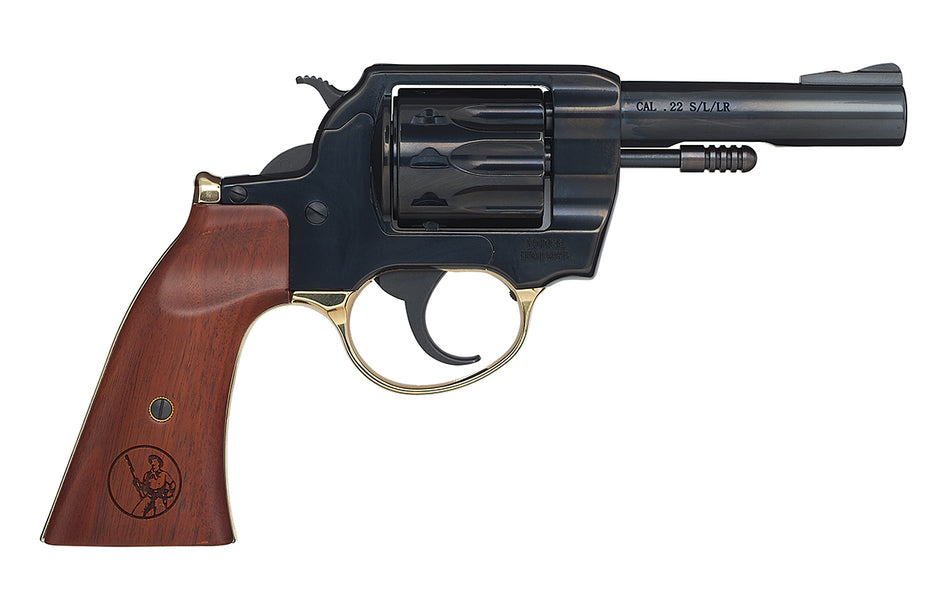 Henry H016GD Golden Boy 22 LR 10 Shot 4" Blued Steel Barrel, Cylinder, Blued Polished Steel Frame, Walnut Gunfighter Grip, Transfer Bar Safety, Exposed Hammer