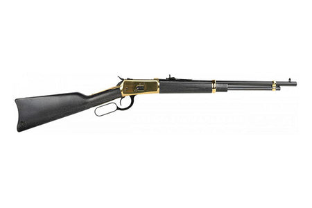 Heritage Mfg H9204418G 92 44 Mag 8+1 18" Black Alloy Steel Barrel, Gold PVD Stainless Steel Receiver, Hardwood Fixed Stock