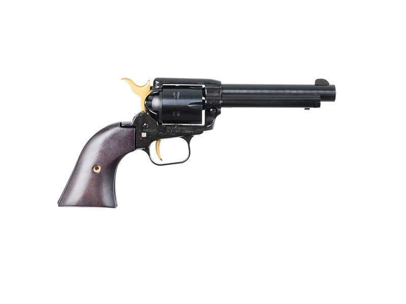 Heritage Mfg RR22B4-GLD Rough Rider 22 LR 6 Shot 4.75" Black Oxide Alloy Steel Barrel, Black w/Gold Accents Zinc Alloy Frame, Black Oxide Cylinder, Black Laminate Wood Grip