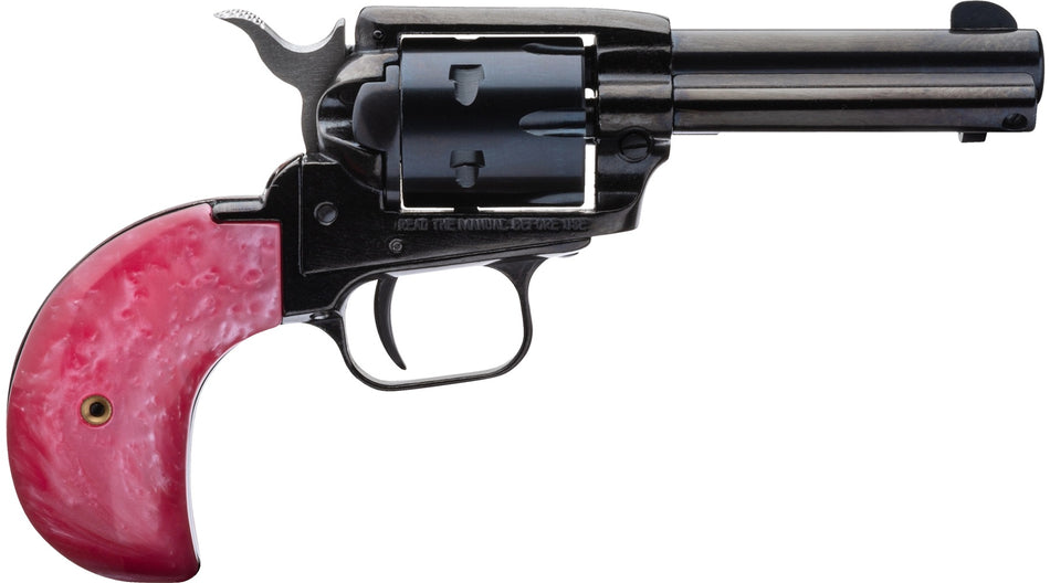 Heritage Mfg RR22MB3BHPNK Rough Rider 22 LR/22 WMR 6 Shot, 3.50" Black Steel Barrel, Black Zinc Alloy Frame, Black Cylinder, Pink Pearl Grip, Hammer/Thumb Safety, Exposed Hammer