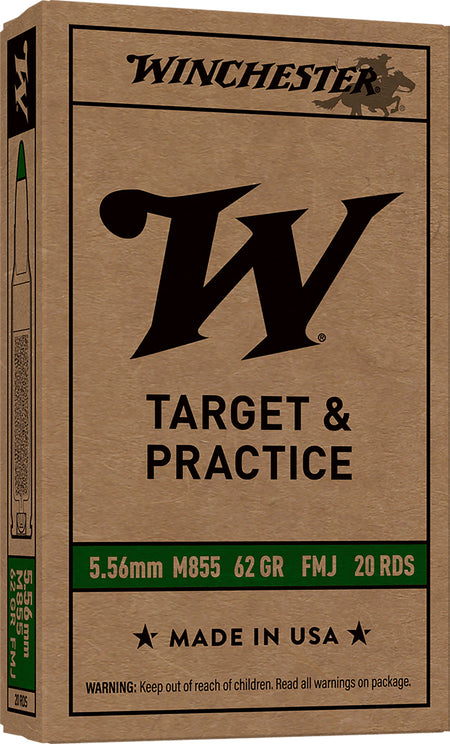 Winchester Ammo WM855K USA M855 Green Tip 5.56x45mmNATO 62gr Full Metal Jacket Lead Core 3060 FPS