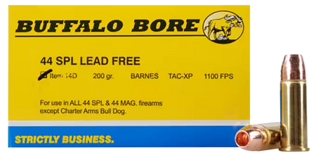 Buffalo Bore Ammunition 14D20 Buffalo-Barnes Strictly Business 44 S&W Spl 200 gr Barnes TAC-XP Lead Free 20 Per Box/ 12 Cs