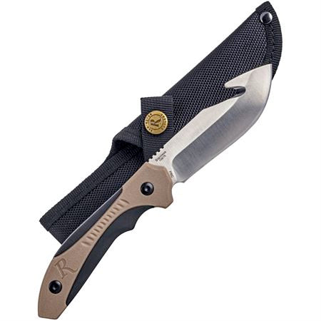 Remington Sportsman Skinner 8" Fixed Blade Knife Tan/Black Molded Handle with Sheath