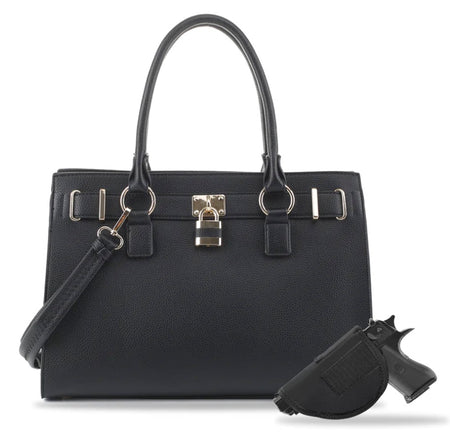 Jessie & James Dina Concealed Carry Lock and Key Satchel 10"H x 15"W x 6"D - Black