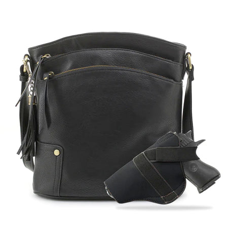 Jessie & James Robin Concealed Carry Lock & Key Crossbody Handbag Black 11Hx10.25Wx3D