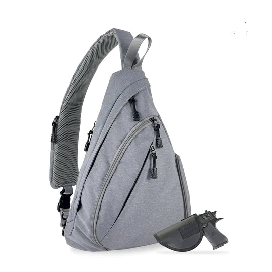 Jessie & James Peyton Sling Shoulder Concealed Carry Backpack Grey 15.5Hx10.5Wx4D