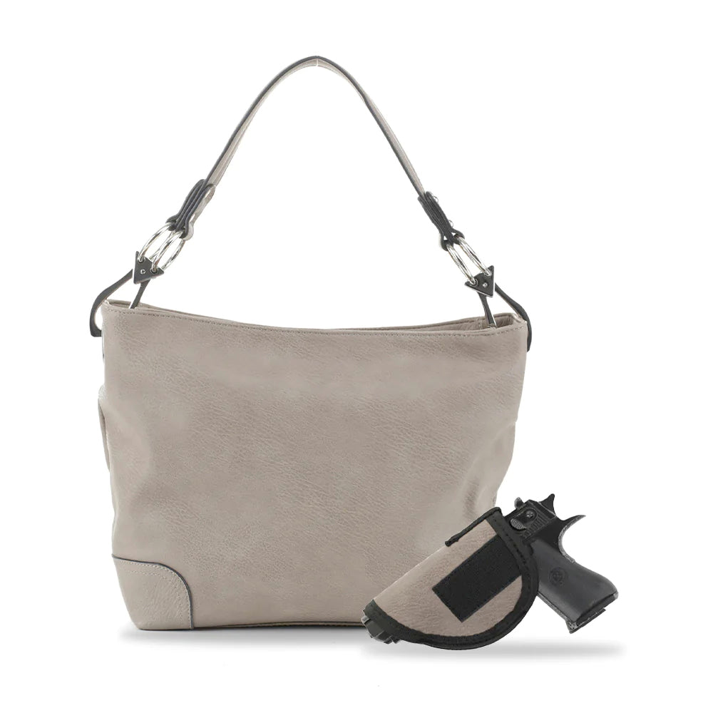 Jessie & James Lydia Lock and Key Hobo Shoulder Bag 9"H x 11"W x 4"D - Grey