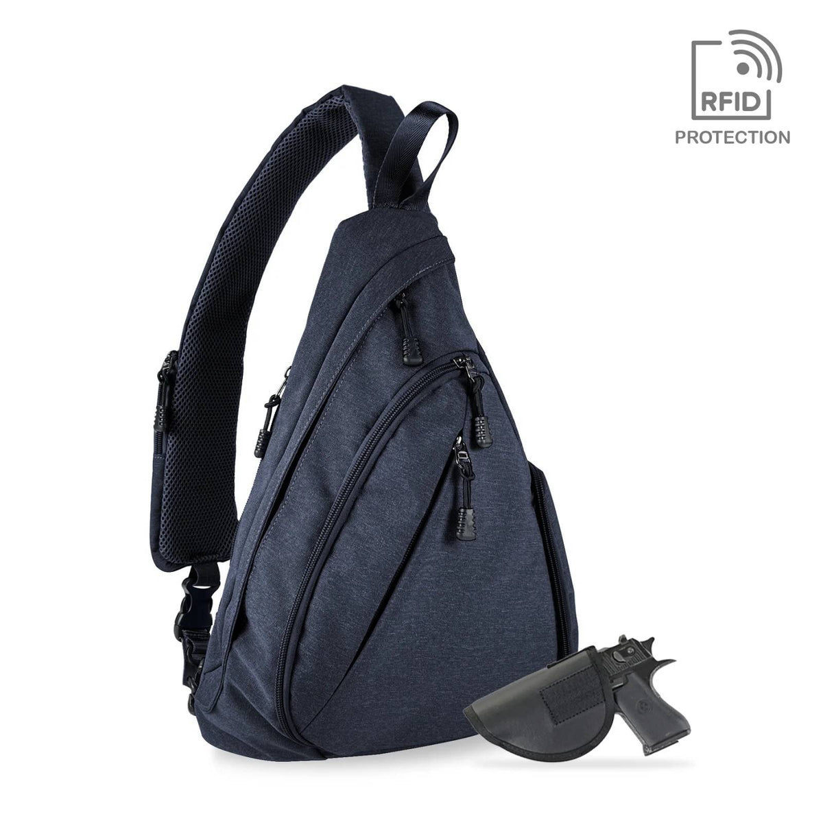 Jessie & James Peyton Sling Shoulder Concealed Carry Backpack Navy 15.5Hx10.5Wx4D