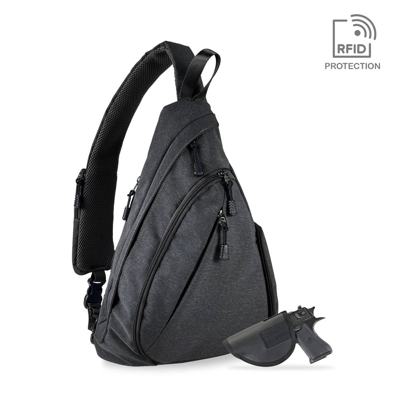 Jessie & James Peyton Sling Shoulder Concealed Carry Backpack Black 15.5Hx10.5Wx4D