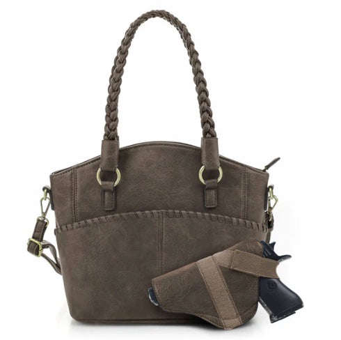 Jessie & James Bella Concealed Carry Tote 10.3"H x 13"W x 5.3"D - Smoke Gray