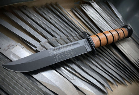 Ka-Bar US Navy 125th Anniversary Knife 11.87" OAL 7" Clip Point Blade Brown Leather Sheath Boxed