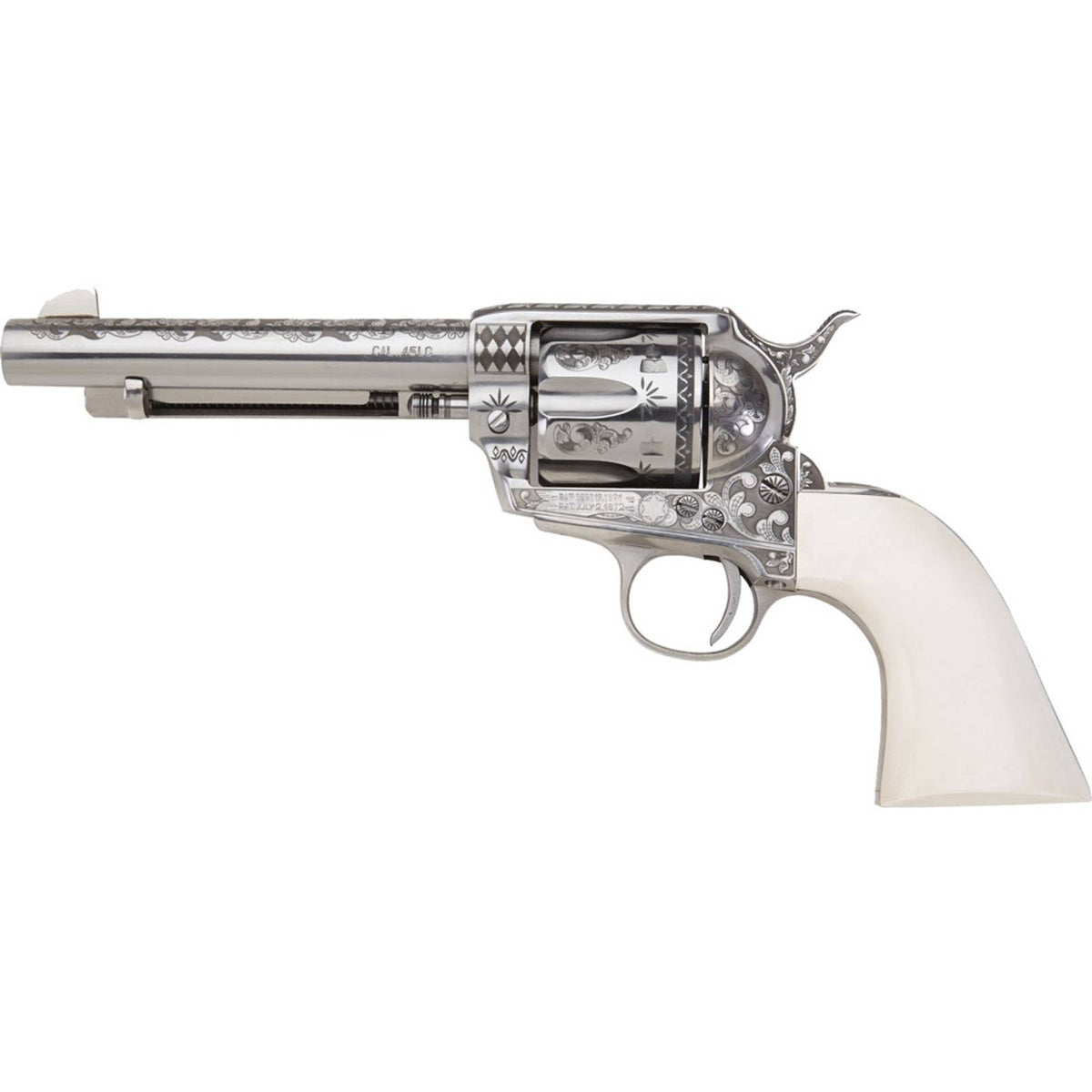 EMF GWII US Grant SA Revolver .45 LC 4-3/4" Nickel Engraved Ultra Ivory Poly Grip