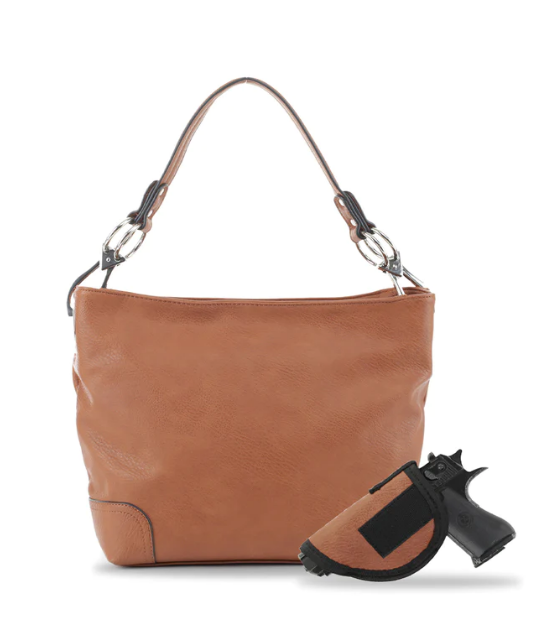 Jessie & James Lydia Lock and Key Hobo Shoulder Bag 9"H x 11"W x 4"D - Tan