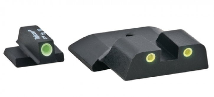 AmeriGlo Bowie Classic Night Sights S&W M&P Green Front Yellow Rear