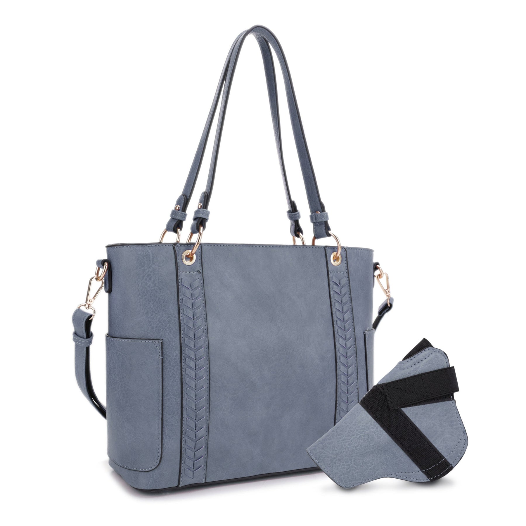 Jessie & James Austin Concealed Carry Lock & Key Tote Bag 10.75"H x 13"W x 5"D - Blue