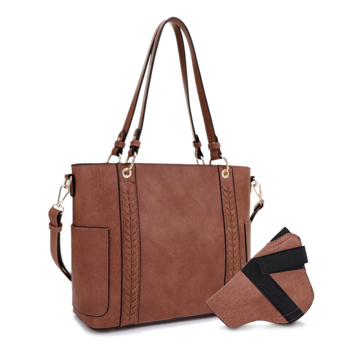 Jessie & James Austin Concealed Carry Lock & Key Tote Bag 10.75"H x 13"W x 5"D - Tan
