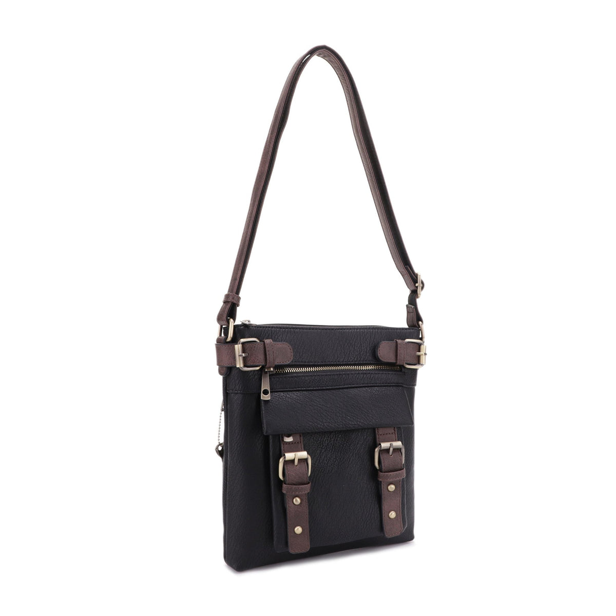 Jessie & James Hannah Concealed Carry Lock & Key Crossbody Handbag 11"H x 9"W x 1.5"D - Black