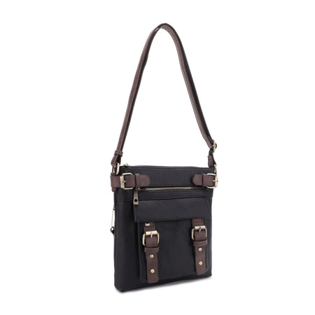 Jessie & James Hannah Concealed Carry Lock & Key Crossbody Handbag 11"H x 9"W x 1.5"D - Black