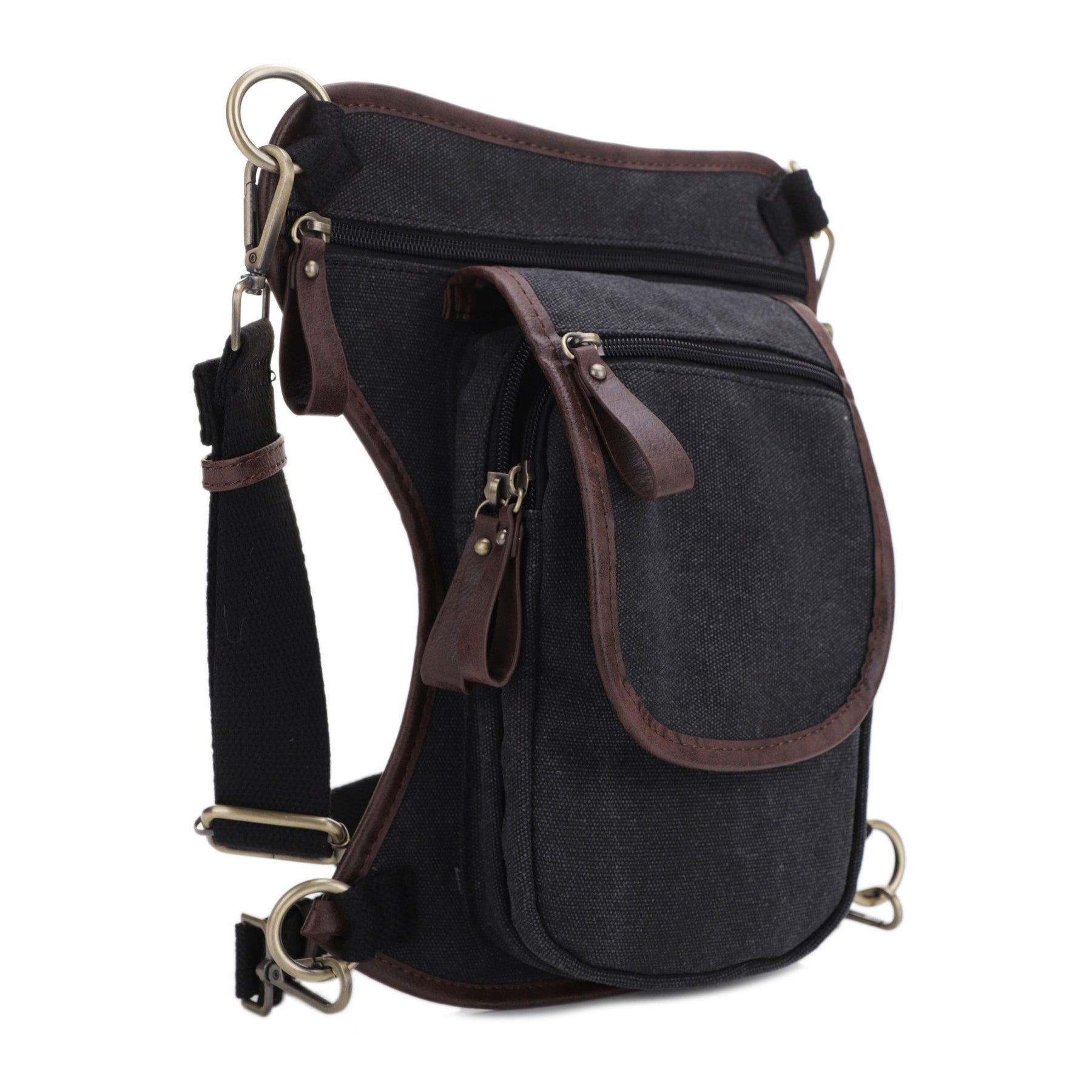Jessie & James Cougar Canvas Concealed Carry Waist & Leg Bag 11.5"H x 10"W x 2.5"D - Black