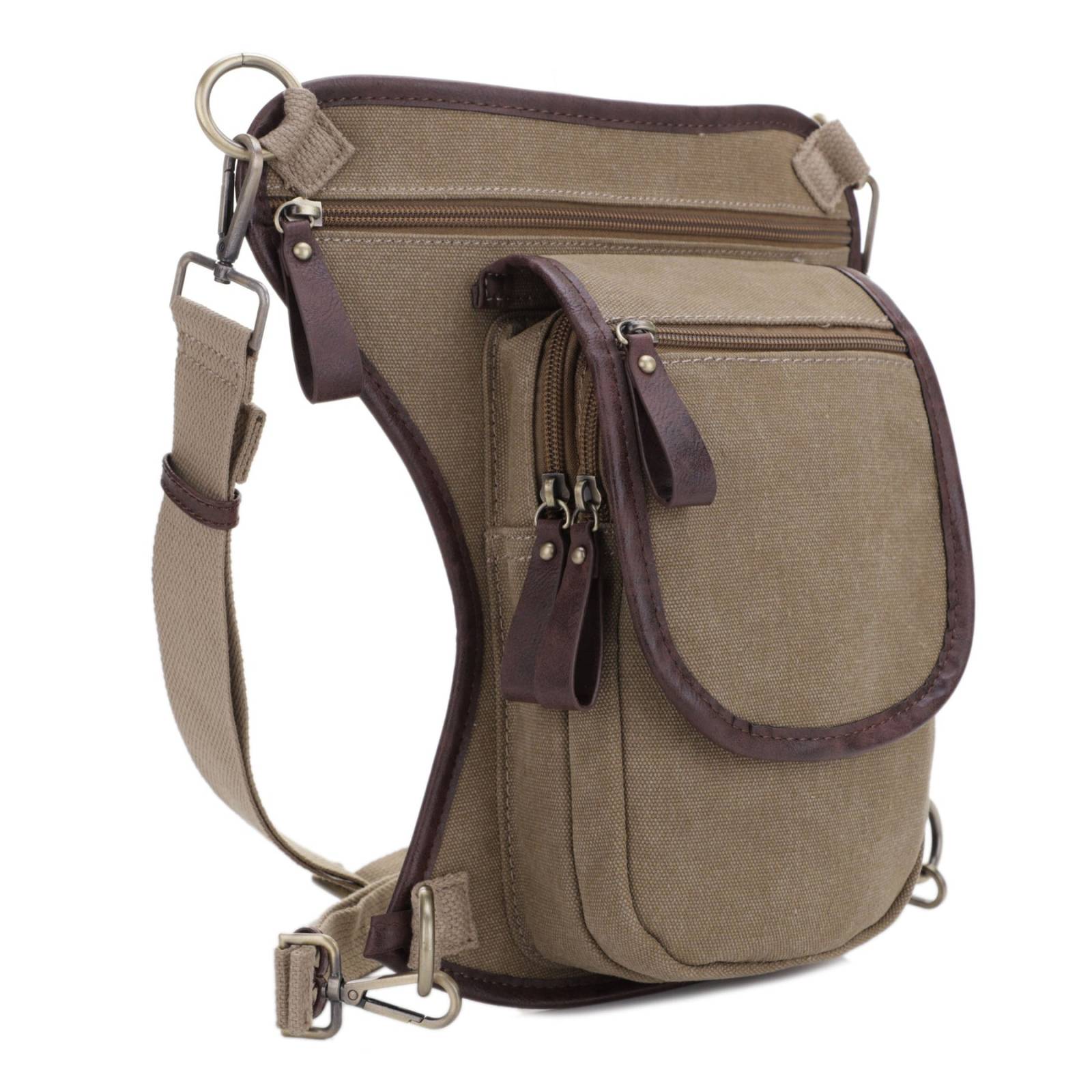 Jessie & James Cougar Canvas Concealed Carry Waist & Leg Bag 11.5"H x 10"W x 2.5"D - Khaki