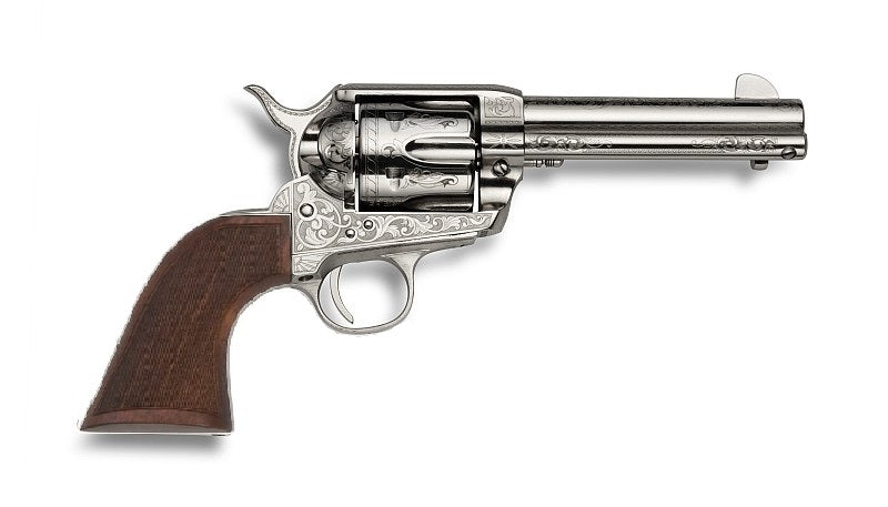 EMF GWII US Grant .357 Mag SA Revolver 4-3/4" Nickel Engraved Checkered Walnut Grip