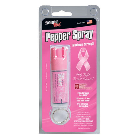 Sabre Red Pepper Spray with UV Dye NBCF Pink Key Ring .54oz