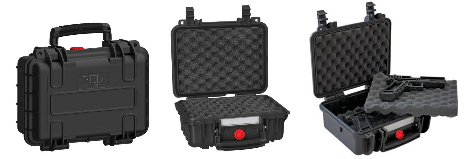 Explorer Red Double Pistol Case Black with Two Foam Trays 11.81"x8.27"x2.28"
