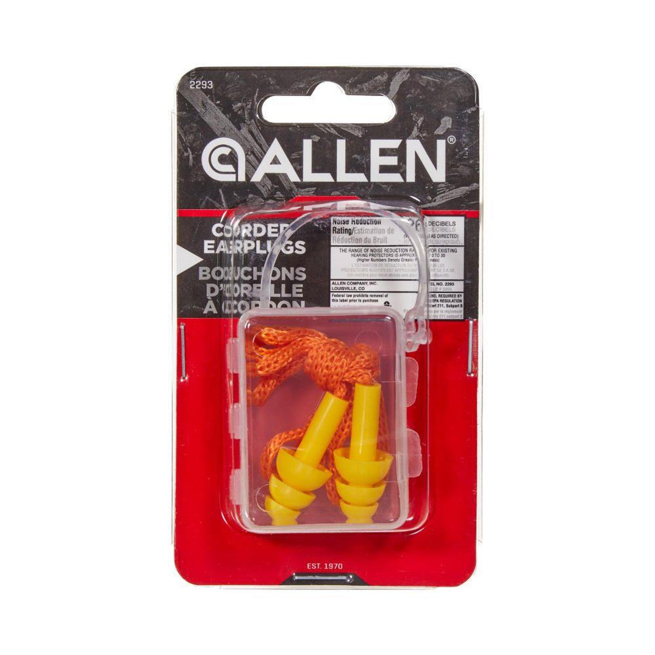 Allen Deluxe Ear Plugs with Cord Small Case