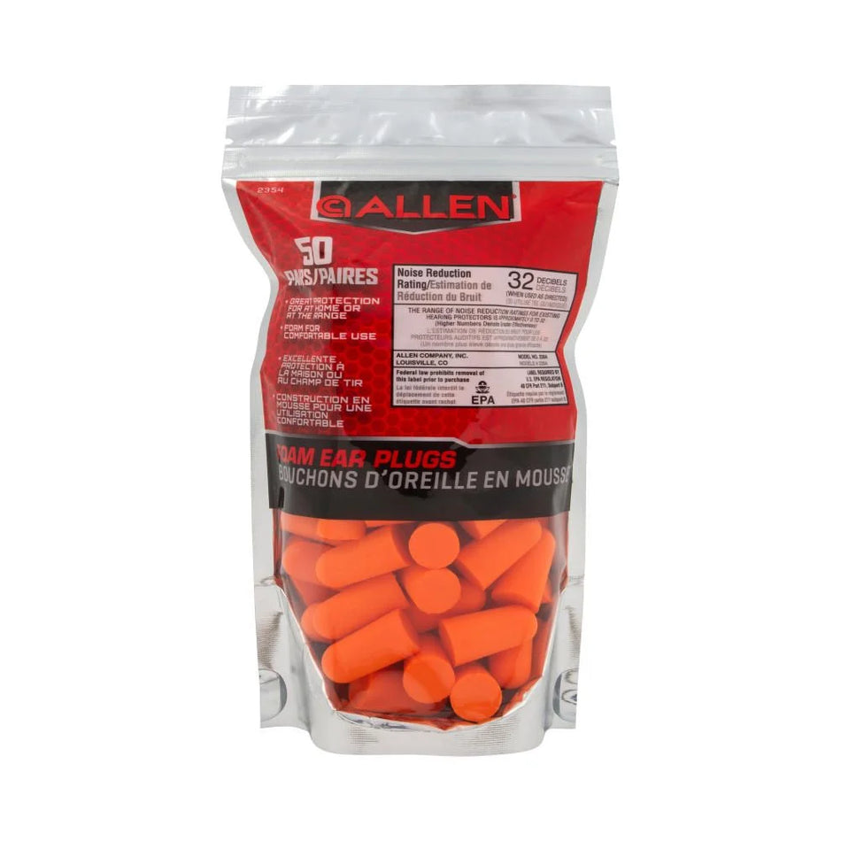 Allen Foam Ear Plugs 50-Count Bag