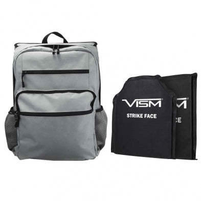NCSTAR Guardian Backpack Gray with 10"x12" Front and Back Level IIIA Ballistic Soft Panels
