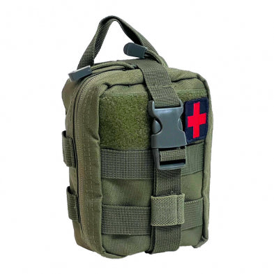 NcStar Compact Trauma Kit 1 OD Green MOLLE with Red Cross Patch