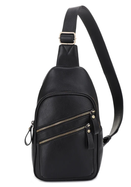 Jessie & James Jeannie Concealed Carry 2-Pocket Sling Bag 12.5x7.5x3.5 - Black