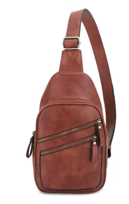 Jessie & James Jeannie Concealed Carry 2-Pocket Sling Bag 12.5x7.5x3.5 - Brown