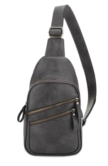 Jessie & James Jeannie Concealed Carry 2-Pocket Sling Bag 12.5x7.5x3.5 - Dark Gray