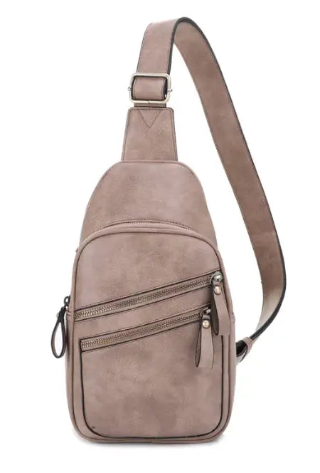 Jessie & James Jeannie Concealed Carry 2-Pocket Sling Bag 12.5x7.5x3.5 - Light Taupe