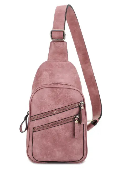 Jessie & James Jeannie Concealed Carry 2-Pocket Sling Bag 12.5x7.5x3.5 - Mauve