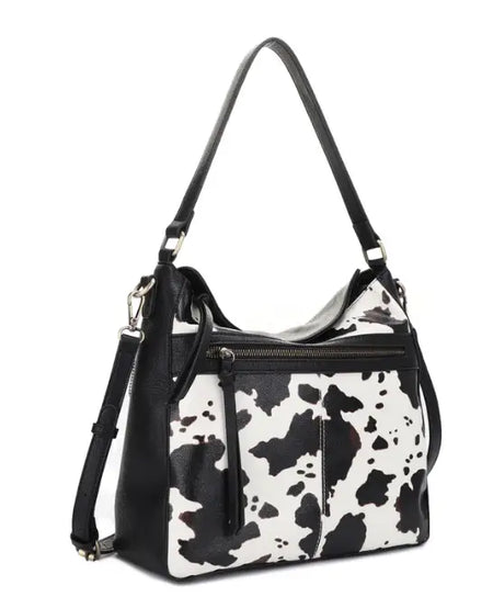 Jessie & James Dakota Concealed Carry Lock & Key Hobo Bag 12x13x5.5 - Black/Cow