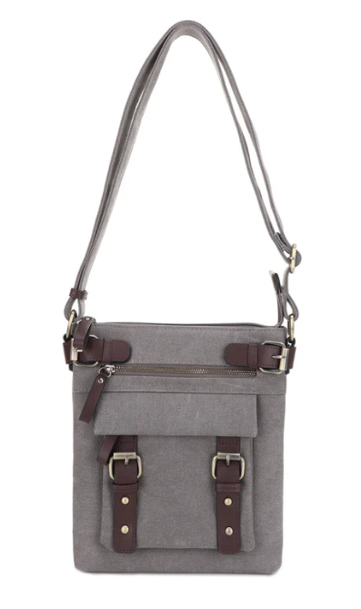 Jessie & James Bailey CCW Canvas Crossbody Bag 10.5x9.25x1.25 - Gray