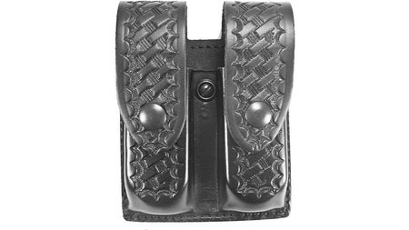 DeSantis Double Mag Pouch U41 Style Black Snap Basketweave for Glock 17/22/37