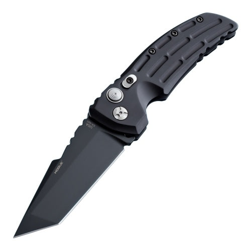 Hogue EX-A01 Auto Knife 3.5" Tanto Blade Black Aluminum Frame Matte Black Finish