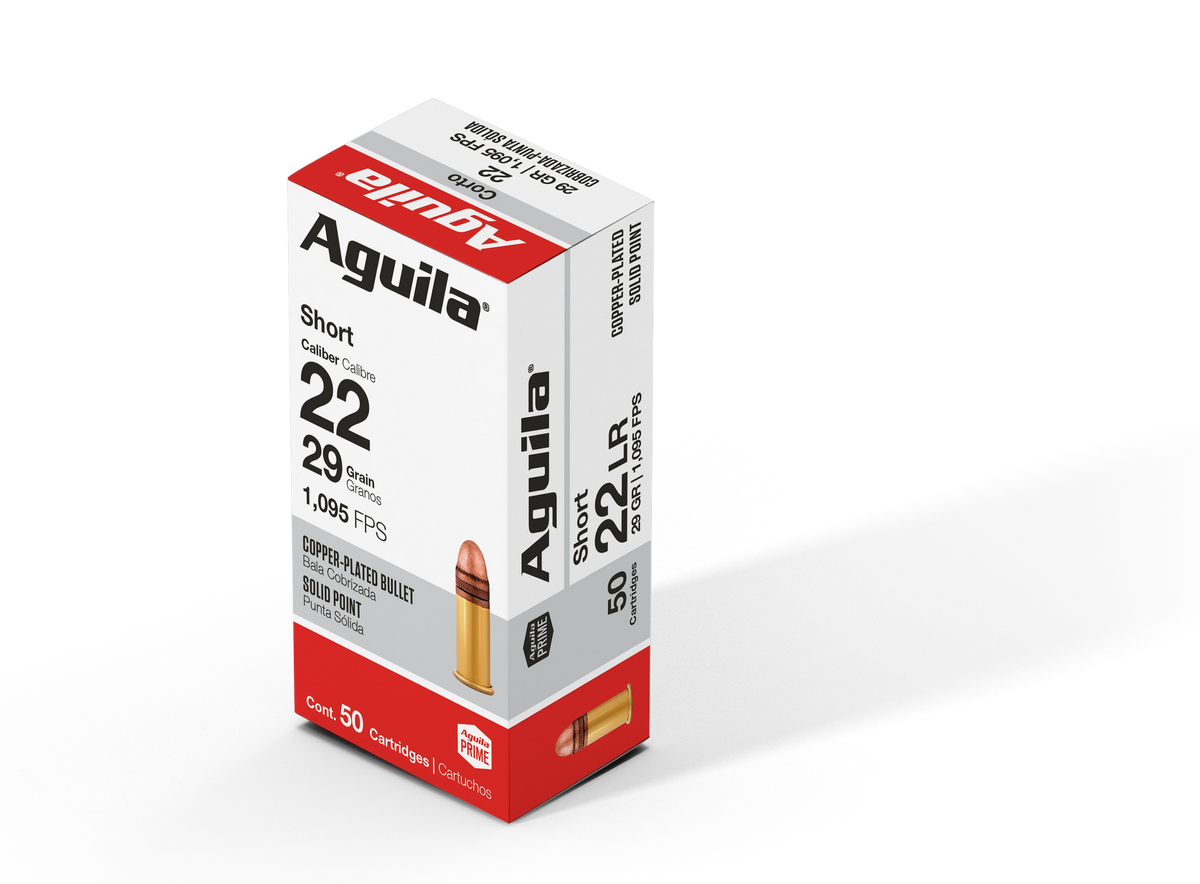 Aguila 1B220110 Super Extra Hi-Velocity Copper Plated Solid Point  29 Grain .22 Short