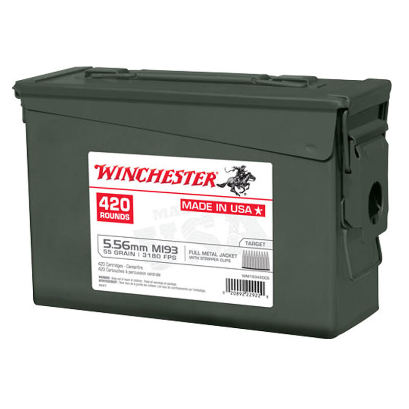 Winchester USA M193 Ammo Can Stripper Clips 5.56x45mm NATO 55 gr FMJ ammo
