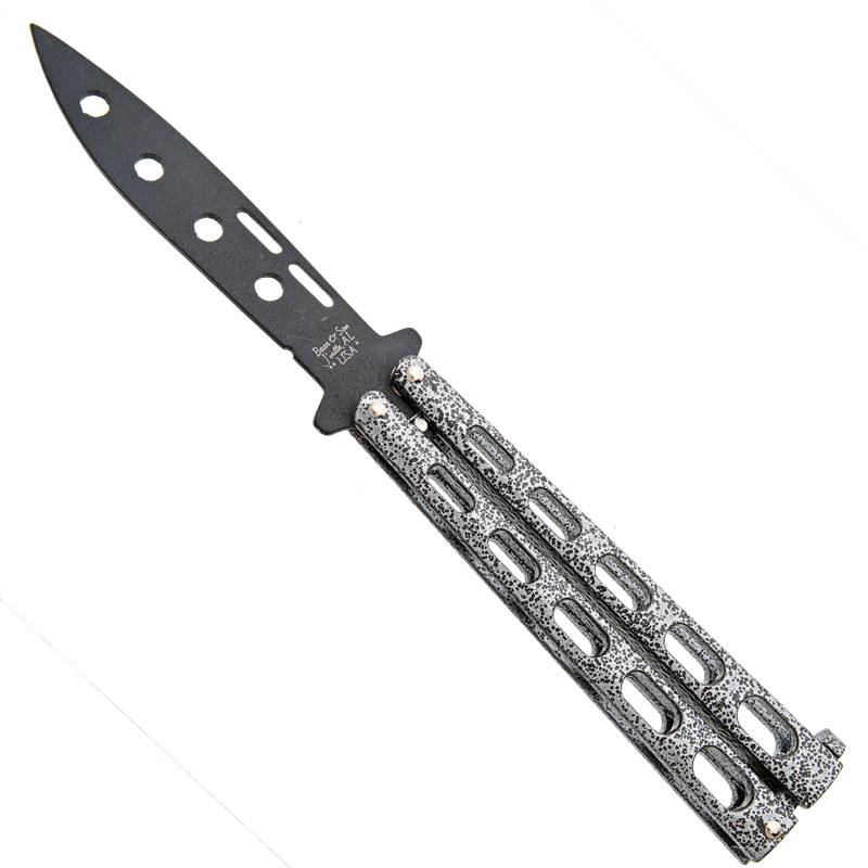 Bear & Sons 5" Silver Butterfly Knife Powder Coat Trainer